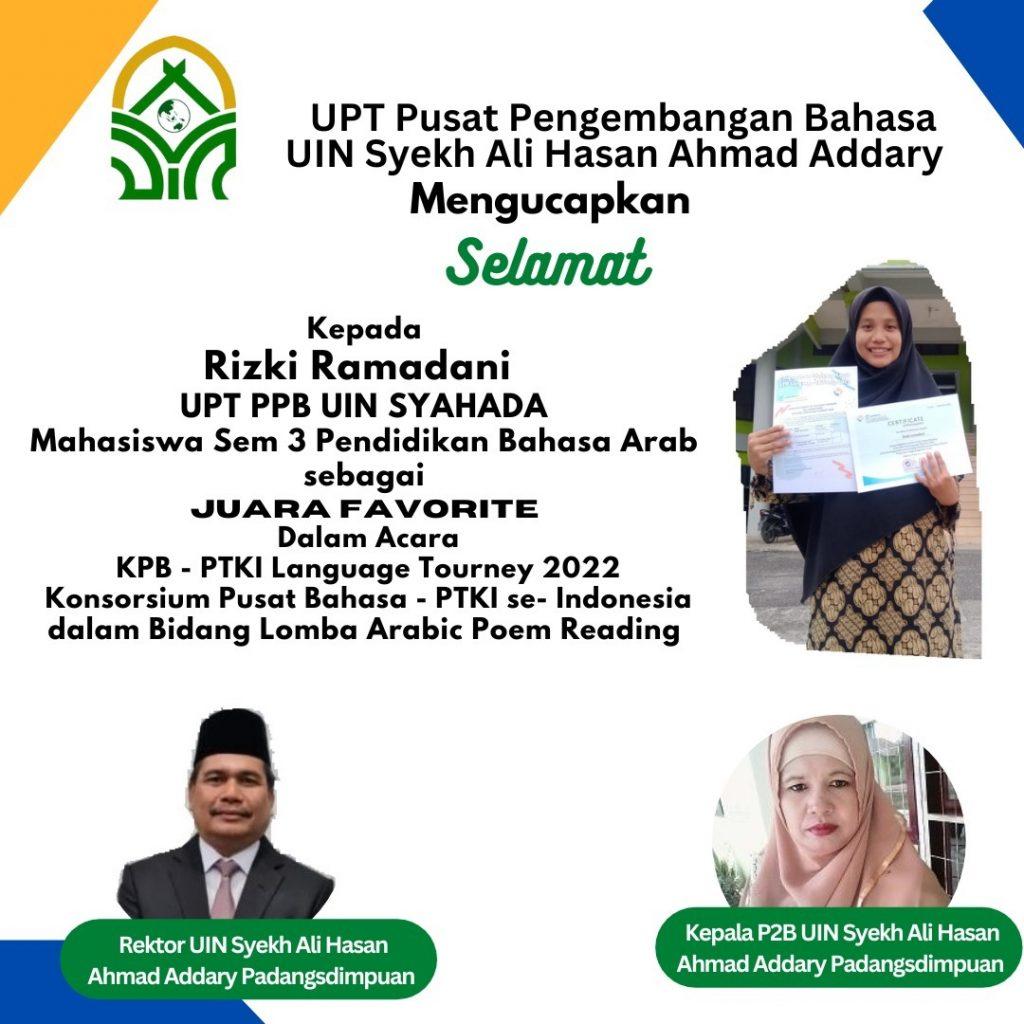 Juara Favorite dalam Konsorsium Pusat Bahasa Perguruan Tinggi Keagamaan Islam